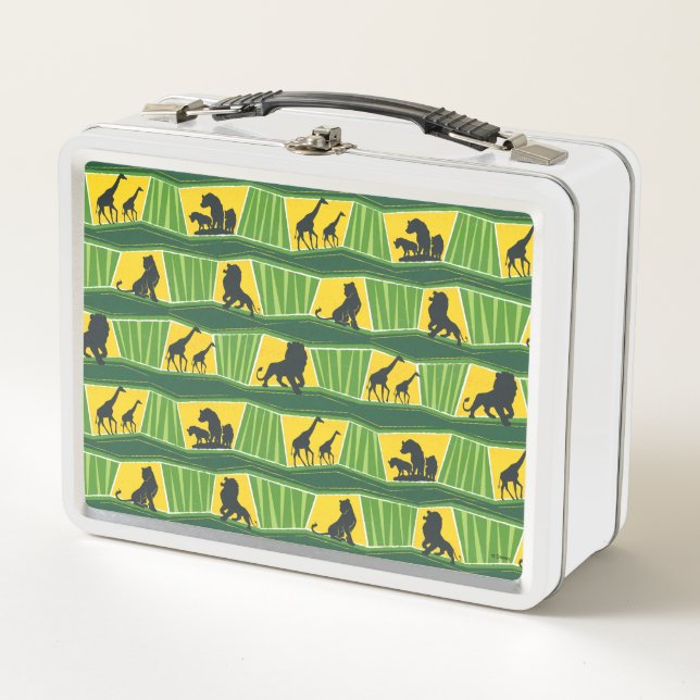 Lion King | Green & Gold Animal Pattern Metal Lunch Box (Front)