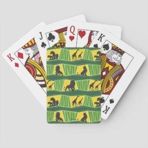 Lion King   Green & Gold Animal Pattern Playing Cards