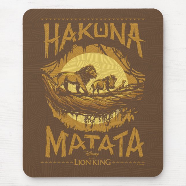 Lion King | "Hakuna Matata" Woodcut Design Mouse Pad (Front)