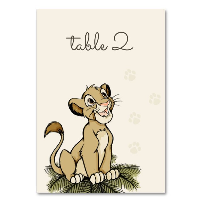 Lion King Jungle Baby Shower Table Number (Front)