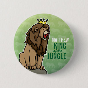 Lion King of the Jungle, Add Child's Name 2 Inch Round Button
