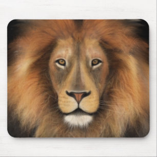 lion king of the jungle realistic male watercolor mouse pad