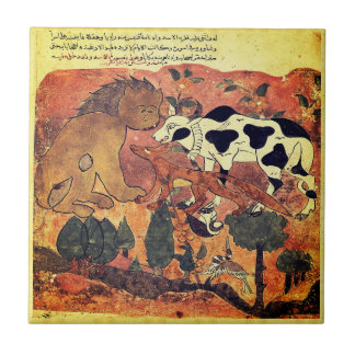 Lion King Ox Indian Renaissance Fable Tile