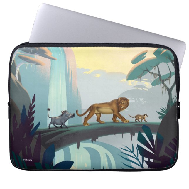 Lion King | Pumbaa, Simba, & Timon Crossing Log Laptop Sleeve (Front)