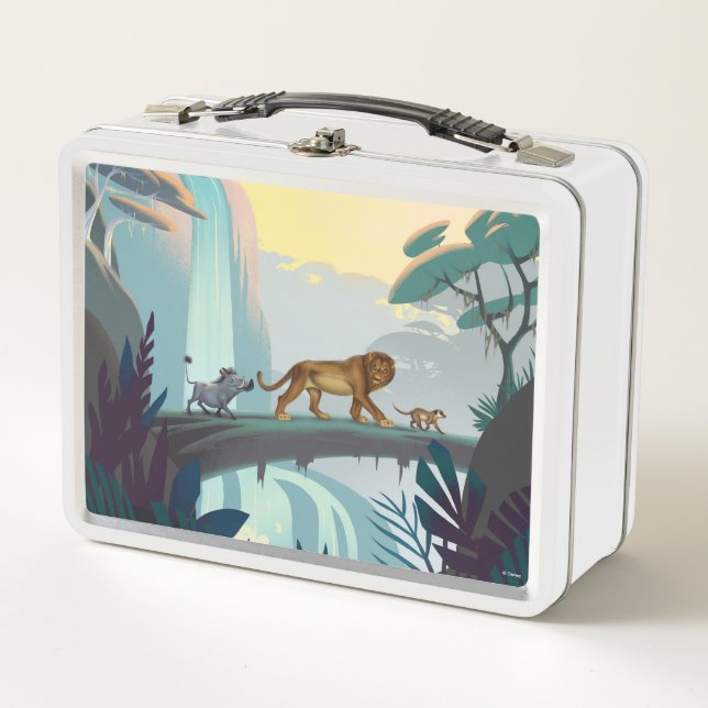 Lion King | Pumbaa, Simba, & Timon Crossing Log Metal Lunch Box (Front)