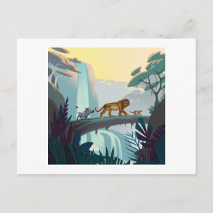 Lion King   Pumbaa, Simba, & Timon Crossing Log Postcard