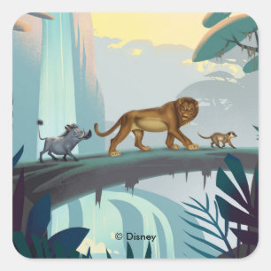 Lion King   Pumbaa, Simba, & Timon Crossing Log Square Sticker