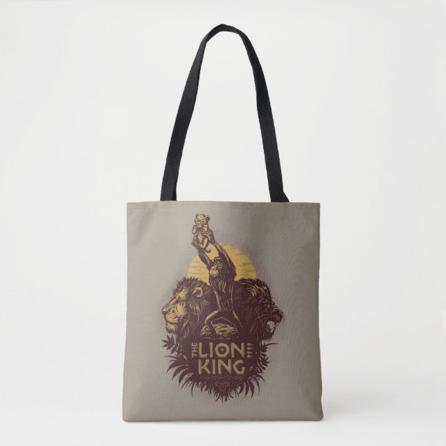 Lion King | Rafiki Presenting Simba Woodcut Design Tote Bag (Front)