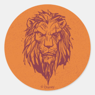 Lion King   Scar Head Sketch Classic Round Sticker