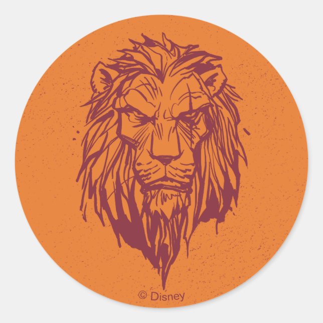 Lion King | Scar Head Sketch Classic Round Sticker (Front)