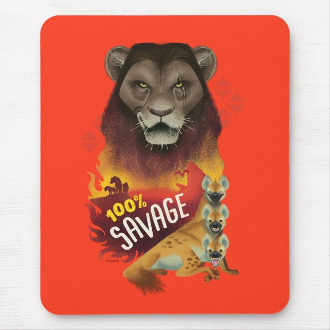 Lion King | Scar & Hyenas "100% Savage" Mouse Pad (Front)