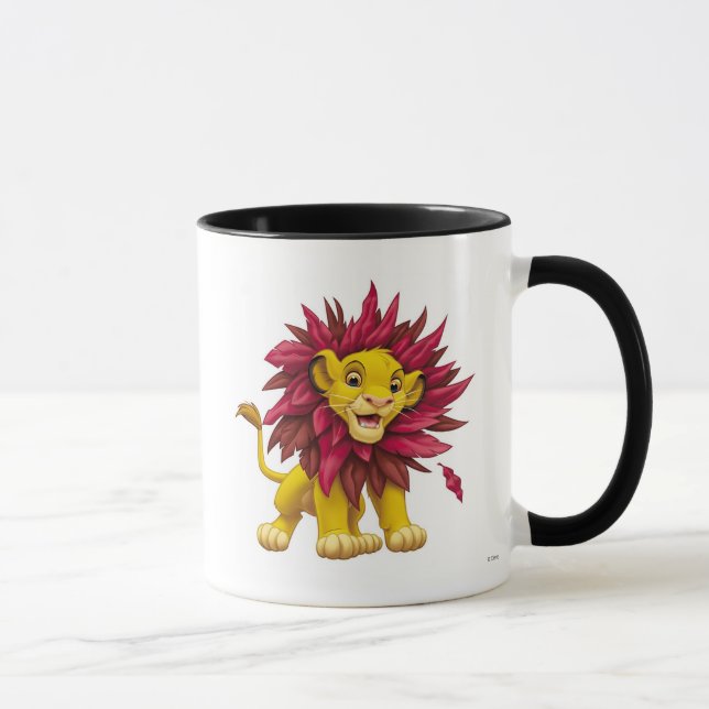 Lion King Simba cub mane of pink red leaves Disney Mug (Right)