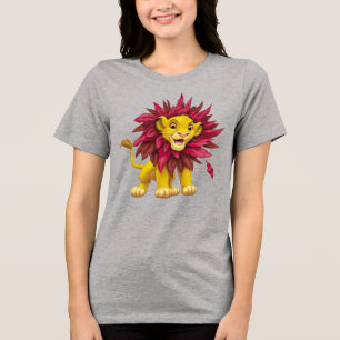 Lion King Simba cub mane of pink red leaves Disney Tri-Blend Shirt
