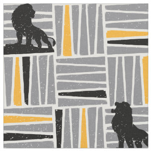 Lion King   Simba Gray & Gold Hatched Pattern Fabric