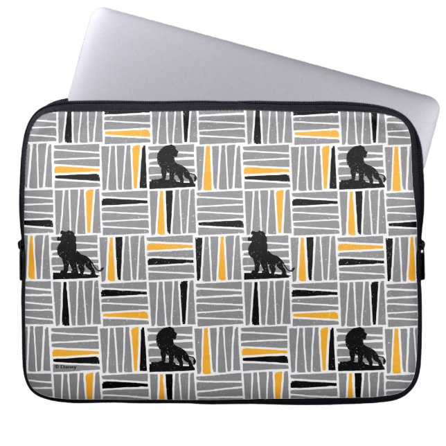 Lion King | Simba Grey & Gold Hatched Pattern Laptop Sleeve (Front)