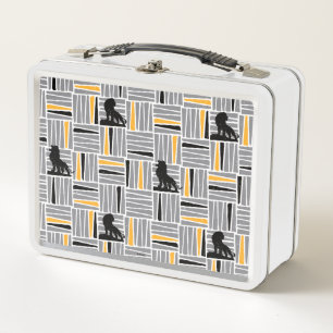 Lion King   Simba Grey & Gold Hatched Pattern Metal Lunch Box