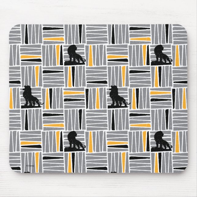 Lion King | Simba Grey & Gold Hatched Pattern Mouse Pad (Front)
