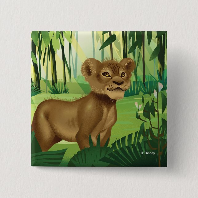 Lion King | Simba In The Jungle 2 Inch Square Button (Front)