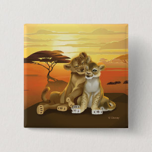 Lion King   Simba & Nala At Sunset 2 Inch Square Button