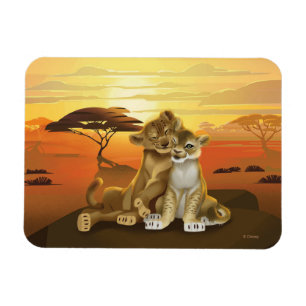 Lion King   Simba & Nala At Sunset Magnet