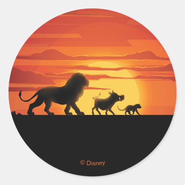 Lion King | Simba, Pumbaa, & Timon Silhouette Classic Round Sticker (Front)