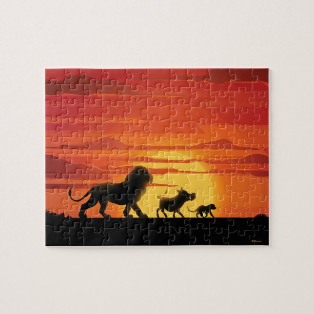 Lion King | Simba, Pumbaa, & Timon Silhouette Jigsaw Puzzle (Horizontal)