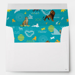 Lion King   Teal Characters & Icons Pattern Envelope