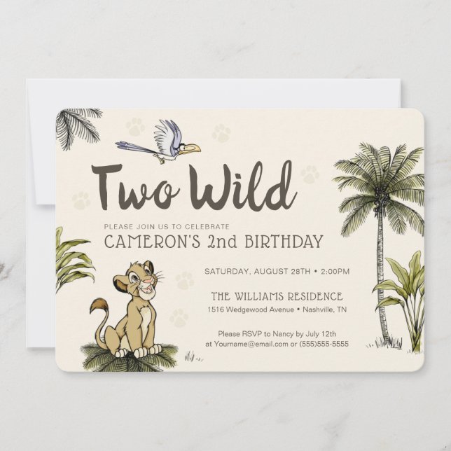 Lion King Two Wild Second Birthday Invitation (Front)