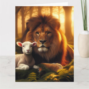 LION & LAMB Christian Blank Greeting Card
