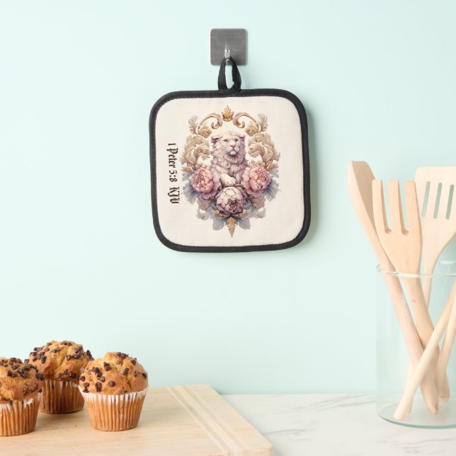 Lion-Lamb Heraldic Crest Pot Holder (Insitu(Hanging))