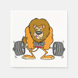 Lion Lifing Weights Paper Napkins