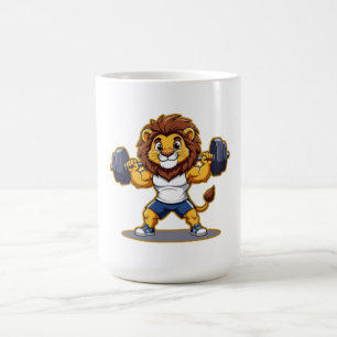 Lion Lifting Light Weights – Cute Gym Animal Illus Coffee Mug