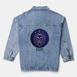 Lion Lion Zodiac Signet Design Denim Veste
