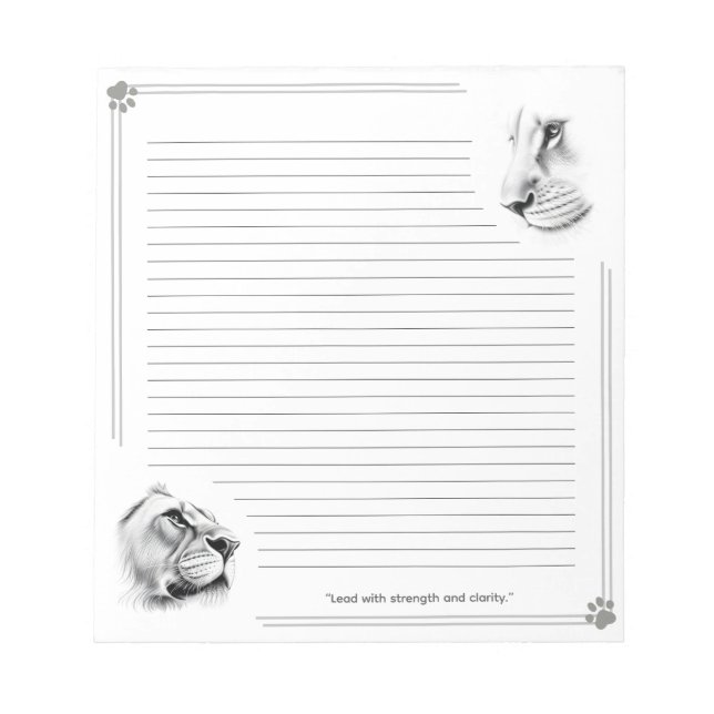 Lion Lioness Lead with Strength with Lines Notepad (Front)