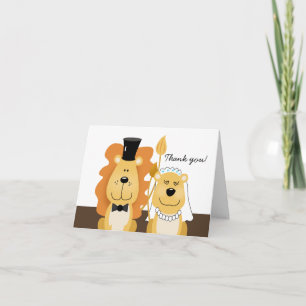 Lion & Lioness Wedding Couple Thank you Note Card