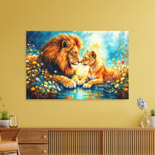 Lion Lioness wild cats nature love wildlife Canvas Print