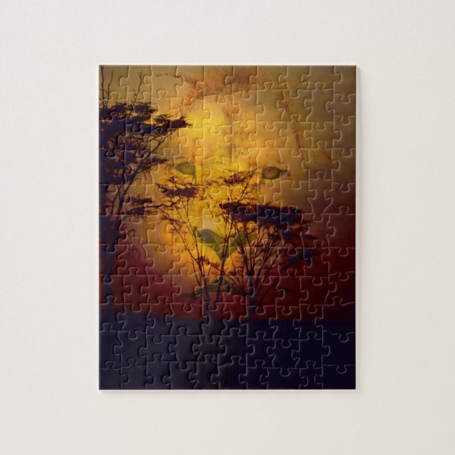 Lion Looking Over African Sunset Jigsaw Puzzle (Vertical)