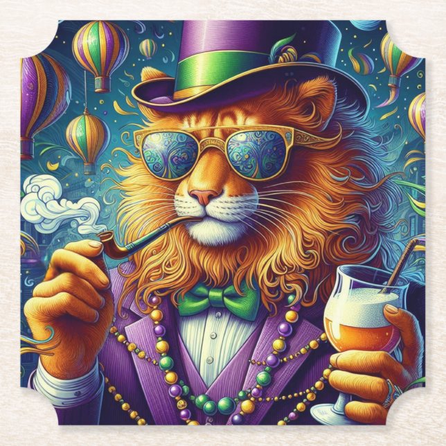 Lion/Louisiana Mardi Gras  Paper Coaster (Front)