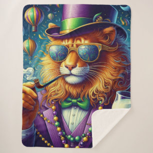 Lion/Louisiana Mardi Gras  Sherpa Blanket