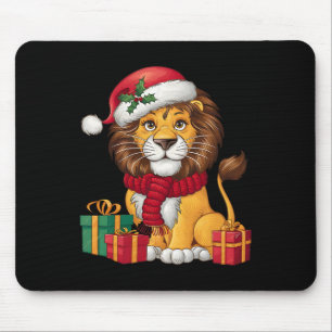 Lion Lover Xmas Holiday Santa Lion Christmas  Mouse Pad