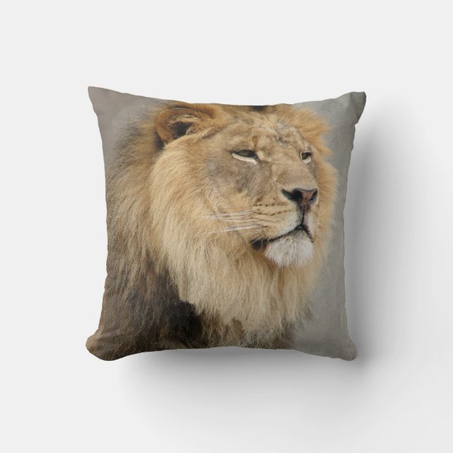 Lion Lovers King of the Jungle Throw Pillow (Front)
