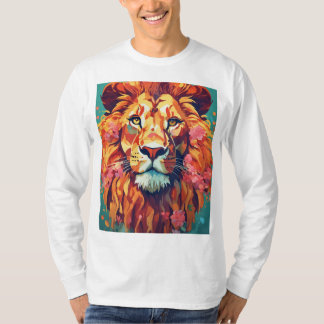 Lion lunaire avec T-shirt mane floral