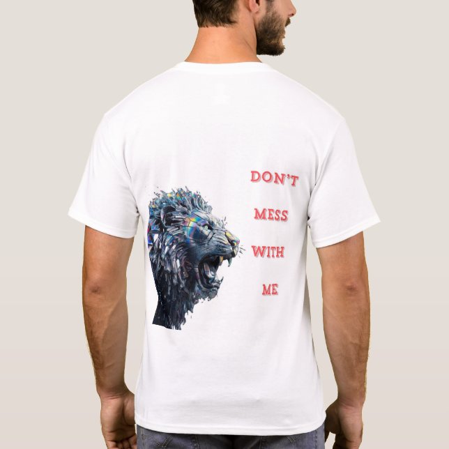 Lion made of shattered glass.  T-Shirt (Back)