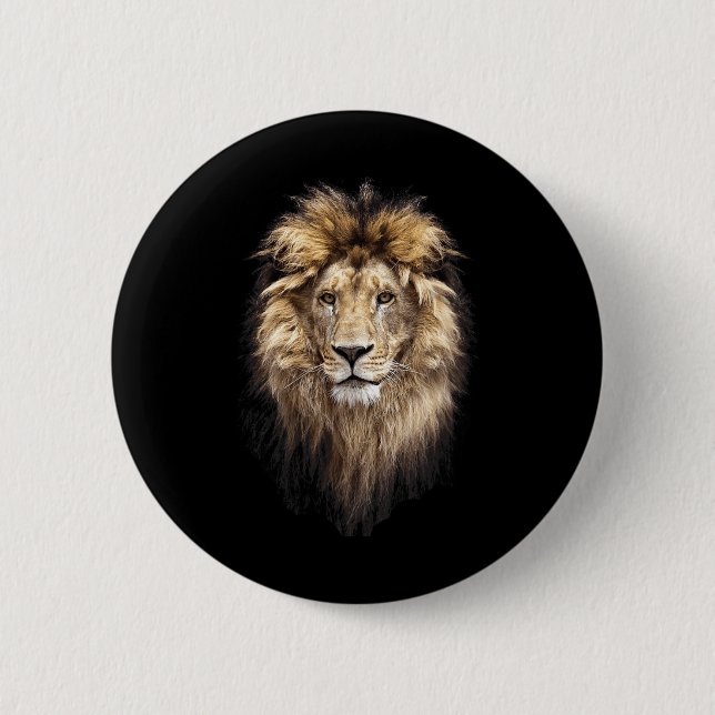 Lion Main Animal Face Big Cat  2 Inch Round Button (Front)