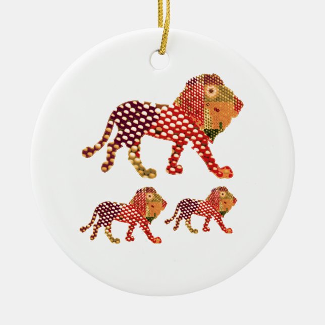 LION -  Majestic KING of animals Ceramic Ornament (Front)