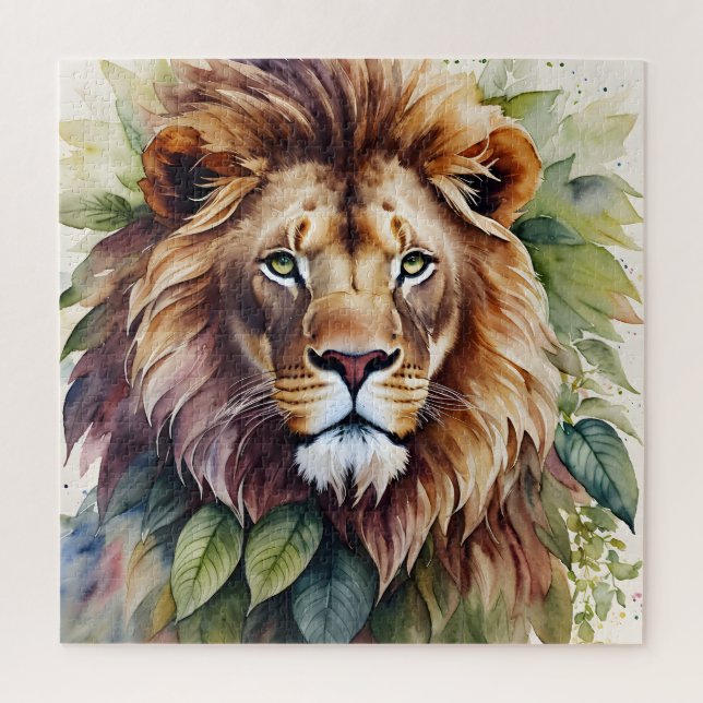 Lion Mane Portrait Botanical Watercolor Jigsaw Puzzle (Vertical)