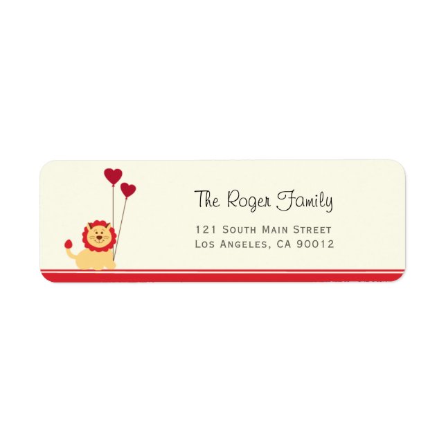 Lion mignon avec Coeurs de ballon Saint Valentin (Devant)