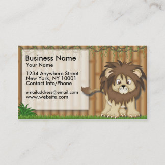 Lion mignon d'amusement de jungle de carte de
