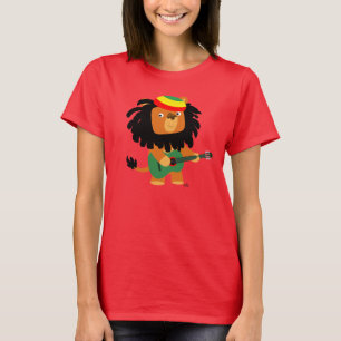 Lion mignon de bande dessinée de T-shirt de femme