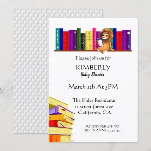 Lion mignon Sur Invitation Baby shower De Biblioth